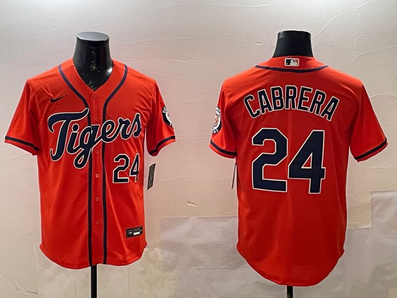 Men Detroit Tigers #24 Cabrera Orange Game 2025 Nike MLB Jersey style 1